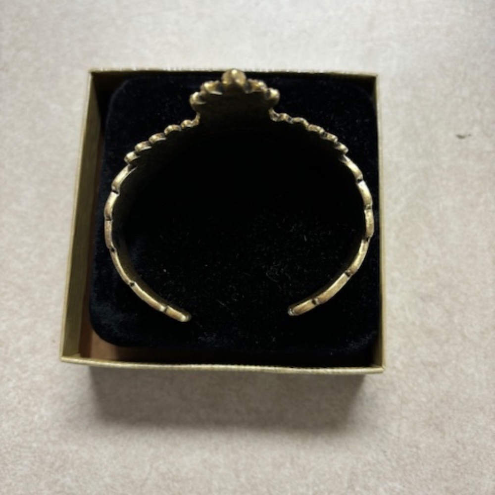 Lucky Brand Vintage Owl Cuff- Gold tone/Brass w/Tiger eye eyes stones& crystals - Picture 3 of 4